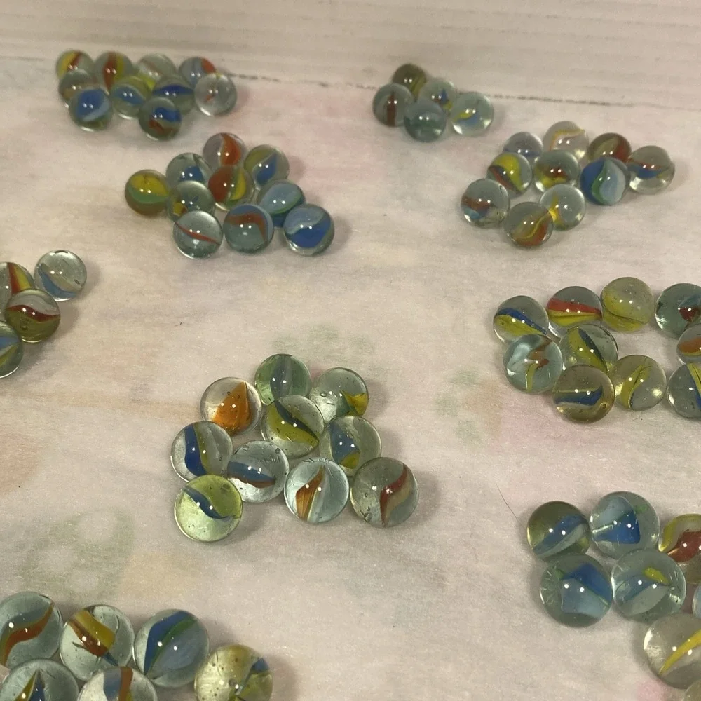 Vintage Marbles Glass Cat Eye Swirled Multi Colored Marble Cats Eyes Lot Of 250+